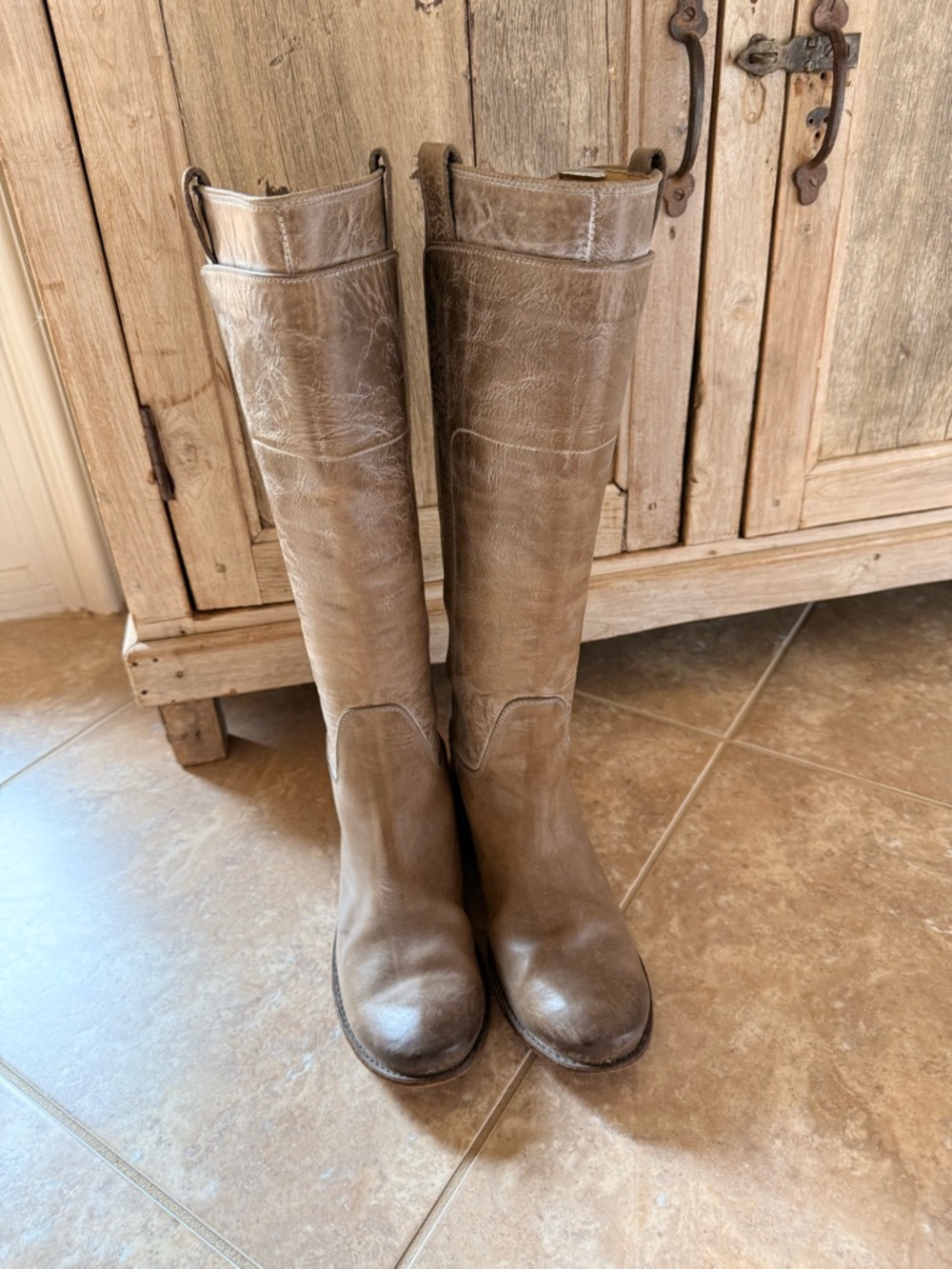 Frye Tan Leather Boot Interior Detail